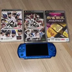 PSP本体 PSP-3000 ブルー ゲームソフト3本セット ジャンク品