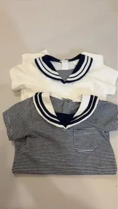 値下不可　セーラー襟 ホワイトロンパース