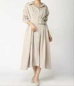 JEANASIS ベージュ シャツワンピース トレンチワンピースベルト付き