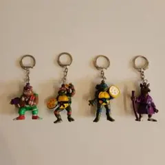 当時物　ミュータント・タートルズ キーホルダー 4種セット+カード5枚