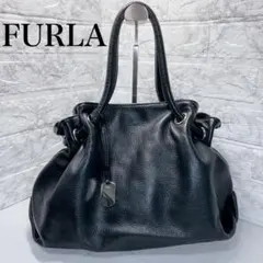 【美品】FURLA フルラ レザー ハンドバッグ 巾着 シボ革