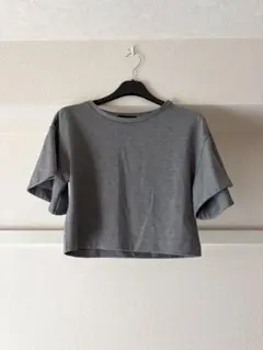 ジーナシス　フレア袖 クロップド丈 Tシャツ グレーのサムネイル