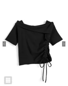 ^*^様 GRL グレイル オフショルドロストテレコトップス