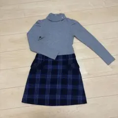 美品　ケイトスペード　ウール　チェックスカート　ドッキング　ワンピース　140