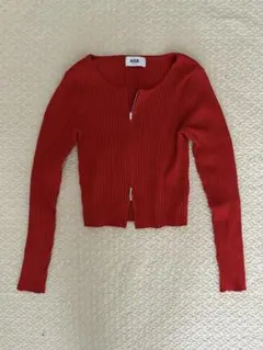 AZUL by MOUSSY リブ編みセーター レッド