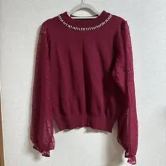 axes femme ボルドー ニットセーター