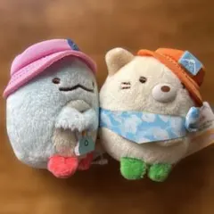 すみっコぐらしキャンプ　手のりぬいぐるみ　とかげ、ねこ