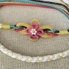 帯締め　飾り付き　振袖用　白系