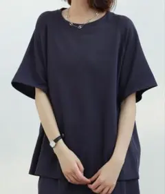 セゾンドパピヨン♡ ラグランスリーブクルーネックカットソー ネイビー Mのサムネイル