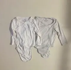 H&M ベビー肌着 2点セット ホワイト・ストライプ　ロンパース