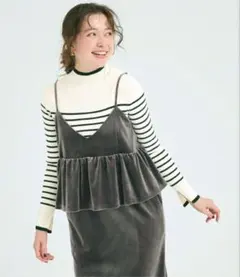 【新品未使用】coca アンゴラタッチ 配色ハイネックニット