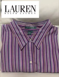 【美品】ローレンラルフローレン ストライプシャツ 3X 大きいサイズ⁠のサムネイル