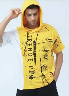 [Zifipeoed] Tシャツメンズ半袖パーカー夏大きいサイズヒップホップ Lのサムネイル