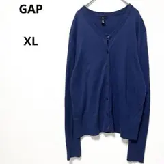 ギャップGap 長袖カーディガン 紺 綿100% シンプル リブ 大きいサイズ