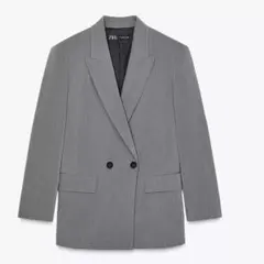 ZARA ダブルブレスト仕様オーバーサイズブレザー グレー S 美品