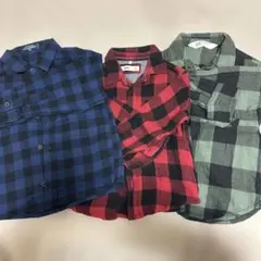 チェック柄長袖シャツ 3点セット サイズ100