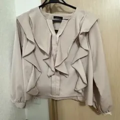 ピンク　フリル　ブラウス　長袖　韓国
