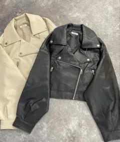 INGNI クロップド丈 ライダースジャケット