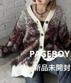 新品　PAGEBOY ランドスケープシャギーカーディガン　オフホワイト