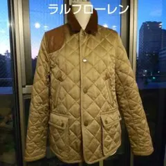 ラルフローレン・キルティング ジャケット・羊革使用・ロゴボタン