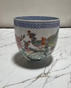 粉彩鳳凰紋金縁湯呑み 中国風彩絵茶碗 手描き陶器主人杯 - メルカリ