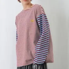 LLL LUCA刺繍MIXボーダーTシャツ