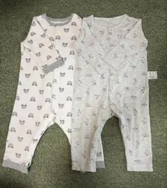 ユニクロ　長袖　カバーオール　80 キルト　クマ柄　ロンパース