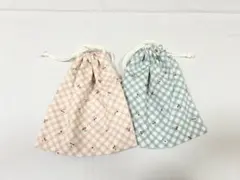 コップ袋 2枚 ハンドメイド チェック 給食袋 さくらんぼ柄 入園入学セット
