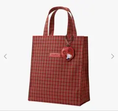 ファミリア familiar トートバッグ 大 赤チェック チャーム付き 新品