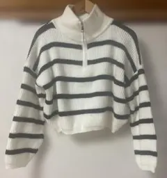 GRLボーダー柄ハーフジップニットトップス［ks015］