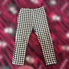 白黒チェック柄ロングパンツ 110