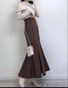 GRL ストレッチツイルマーメイドフレアスカート[rut712] ブラウン