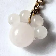 天然石 ローズクォーツ 肉球チャーム キーホルダー ピンク 猫アクセサリー