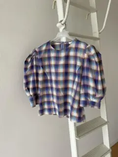 ZARA ザラ　ボリュームスリーブ　ブラウス　チェック柄　美品