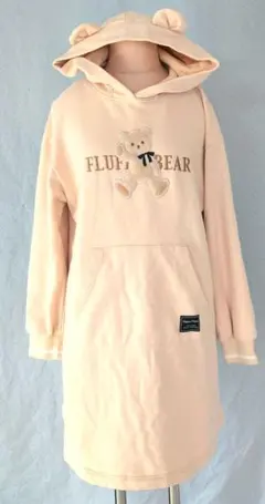 mezzo pianoメゾピアノ長袖パーカーワンピース160 クマフード付き