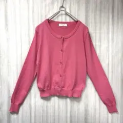 【春色】オフオン クルーネックカーディガン M ピンク ✨映えカラー さらり素材