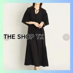 美品　THE SHOP TK フレア袖カフタンワンピース 洗える リラックス