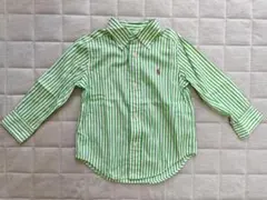 Ralph Lauren 長袖シャツ 2/2T 緑と白のストライプ