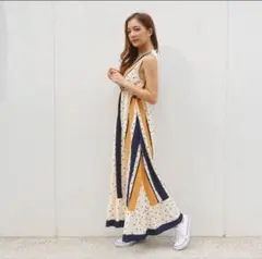VoCE掲載❤︎ECLIN ラインドット カシュクールワンピース　ホワイトのサムネイル