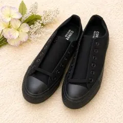 【美品】コンバース ネクスター ローカット スニーカー オールブラック 24.5