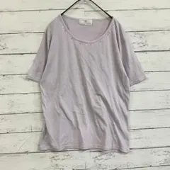 ブルーノバチスタ Tシャツクルーネック 襟元ビジュー 半袖 きれいめ OL 綿混のサムネイル