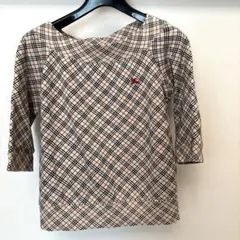 バーバリーブルーレーベル☆かわいいノバチェック柄ボートネック