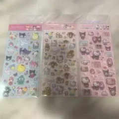 ★24時間以内発送 サンリオキャラクターズ ラメ入り樹脂もりシール 3種セット★