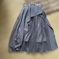 ブルー系　フレアスカート アシンメトリー
