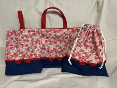 ＊入園入学3点セット＊赤いちご苺とうさぎ柄＊