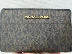 MICHAEL KORS 二つ折り財布 ブラウン/レッド『数回使用のみ』