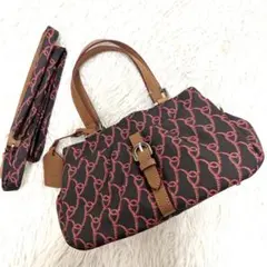 美品★ROBERTA DI CAMERINO 2way 総柄 ショルダー 黒
