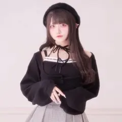 【完売品】Palelfy ハシゴレースアンサンブルニット　ブラック系その他 完売品】ハシゴレースアンサンブルニット - メルカリ