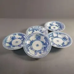 中国 大清光緒年製款 青花花卉文皿 一対 唐物 古美術 景徳鎮 FA26M-04