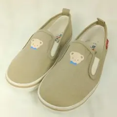 【良品】ファミリア familiar スリッポン 16.5cm くま ベージュ